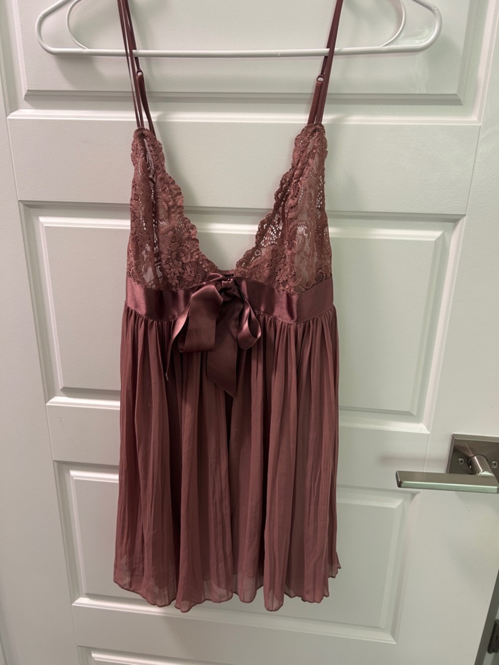 Victoria's Secret Lace & Satin Bow Chemise - Dusty Rose Mauve